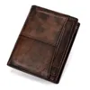 Portefeuilles Véritable cuir tanné portefeuille à deux volets pour hommes petits pochettes porte-carte pince poche à monnaie mâle court sac à main sac d'argent