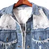 Womens Jackets Floral Embroidered Cutout Lace Panel Denim Summer Jeans Sun Protection Clothing Splice Jean Tops Drop Delivery Apparel Dhn2L