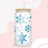 Fensteraufkleber Weihnachten Thema 3D UV DTF Transfer Aufkleber für die 16oz Libbey Brille Wraps Cup DIY wasserdicht D4766