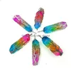Hänghalsband jln vintage stil naturlig kristall regnbåge färg antik tråd lindad kvarts hexagon prism amet charm med droppe deliv dh4sw