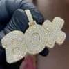 Ciondolo con lettere personalizzate di nuova concezione VVS Moissanite Ice Out Collana Catena cubana Gioielli hip hop personalizzati iniziali