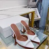 Famosi sandali con tacco alto firmati Moda estiva Scarpe eleganti con fiocco a punta Sandali con fibbia in cristallo in pelle Tacchi alti da donna classici