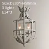 Lampadari Lampadario a gabbia retrò grigio / oro 3 luci in metallo leggero russo sospeso per lampada da pranzo per cucina per bambini / cameretta dei bambini