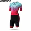 Sets Cawanfly Pro Team Triathlon Pak Dames voor dames met korte mouwen Cycling Jersey Skinsuit Jumpsuit Maillot Cycling Ropa Ciclismo Set Gel