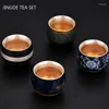 Tea Cups Blue And White Gilt Silver Teacup Handmade Ceramic Boutique Cup Portable Single Bowl Household Teaware Accessories