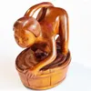 Decorative Figurines Y8678 - 2" Hand Carved Boxwood Netsuke Figurine Geisha Woman And Frog On Tub