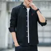قمصان رجالي ربيع/صيف طويلة الأكمام العصرية العصرية غير الرسمية الطبعة الكورية الأزياء متعددة الاستخدامات نمط مخطط