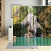 Douchegordijnen waterval gordijn wordveer lente groene natuurlijk landschap patroon badkamer decor polyester doek hangende sets