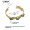 Armbanden WTB563 Fantastisk natursten Bangle med fullt guldpläterat modemanschett Bangle smycken Triple Green Stone Charms Bangle