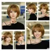 Wigs 7JHH WIGS Short Straight Bob Wig Ombre Blonde Wig for Black Women Daily Natural Synthetic Hair Wig with Bangs Heat Resistant