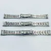 20 mm bredd 904L Solid rostfritt stål Watch Band Borstad polerad ostronjubileumarmband vikningsspänne glidlåset 240311