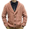 남성 재킷 가을과 겨울 라펠 가디건 스웨터 기질 니트 코트 싱글 가슴 겉옷 탑