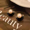 Boucles d'oreilles pendantes, littérature de mode, Style classique, élégantes, monochromatiques, glaçure noire, petites et simples, perles, fête de mariage