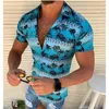 Herren Freizeithemden Kurzarmhemd Hawaiian Beach Holiday Tree 3D-Druck Männliches Revers Kleidung Mode Tops