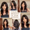 Wigs Long Wavy Layered BlackBrown ShoulderLength Wigs With Bangs Heat Resistant Synthetic Wigs for Women Cosplay Daily Natural Wigs
