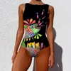 Kobiety w paski jednoczęściowe stroje kąpielowe Wysokiej jakości stroje kąpielowe wydrukowane push up Monokini Summer kąpiel Tropical Bodysuit Kobieta 240402