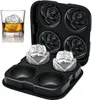 3D Rose Flower Silicone Ice Cube Maker 4 Grids Ice Cube Mold Tray Reusable Ice Ball Mould For Whiskey Cocktail Kitchen Bar Tool