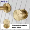 Rubinetti per lavandino del bagno Rubinetto per lavabo Rubinetto a parete Ottone nero opaco con maniglia singola e set in oro spazzolato con acqua fredda