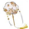 装飾的な置物中国のファンの花嫁の丸い手持ちヴィンテージファブリックウェディングデコレーションクラフトファンの贈り物
