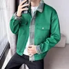Men's Jackets 2024 Denim Trench Coat Pocket Autumn And Winter High-quality Printed Plaid Contrasting Patchwork Casual Jacket