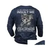 Men'S Casual Shirts Rukas T-Shirt And Slogan Skl Graphic Printing Cut Throat Black Military Green Dark Blue Gray 3D Outdoor Long Sle Dhybq