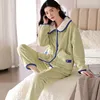 Home Clothing Damen-Pyjama-Set aus Flanell, kann außerhalb des Frühlings und Herbstes getragen werden. Dicke Modelle warmer Nachtwäsche, eleganter Homewear-Anzug