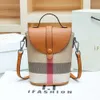 New Luxury Shoulder Bag Hong Kong Authentic Womens Bag Premium Feel Water Bucket Checkered Internet Famous Wtern Style One Shoulder Crossbody