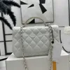 2023 Fashion designers C Rhinestone Handle Large Mini Chain Crossbody Bag Grid Fragrance Womens Shoulder