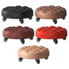 Chair Covers Adult Floor Roller Seat Low Stool PU Leather With 4 Wheels Multipurpose Shop Outdoors Garage Tools