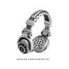 Cluster Rings Personality Punk Headset Adjustable For Men Women's Goth Cool Creative Headphones Finger Ring Hip Hop Jewelry