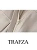 Abiti da lavoro Trafza 2024 Summer Women Fashion 2 set a pezzi Solido o collo corto Short Top Zipper Simple Casual Streetwear Female Gonne