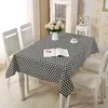 Tischdecke aus Baumwollleinen für Esszimmer, moderner karierter Bezug für Zuhause, geometrisch, einfach, waschbar
