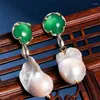 Pendientes colgantes Uglyless asimétricos perlas barrocas naturales mujeres Cool personalizado Irregular 925 ágata de plata Studs
