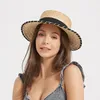 Small fresh straw hat flat straw pole sunhat women's summer beach Japanese and Korean version sunscreen sun hat
