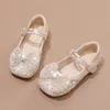 Princesa da menina 2024 primavera e novas crianças pouco couro outono bebê cristal brilhando água diamante único sapatos