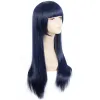 Parrucche parrucche parrucca di parrucca sintetica hinata hyuga cosplay parrucca nora nessun metodo shione togawa parrucche lunghe parrucche resistenti al calore nero blu