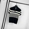 Polos pour hommes 2024 Style britannique Contraste d'été à manches courtes Polo tricoté Hommes Mode Stripe Slim StripeTee Haute Qualité Vêtements Q60