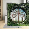 Rideaux de douche 3D Plantes vertes Paysage Ferme Rideau de jardin Tissu en polyester imperméable avec crochets Ensembles de décoration de salle de bain