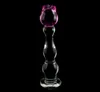 DOMI 213 cm Serie Ghiaccio e Fuoco Fiore di rosa Design Vetro Donne Dildo Butt adulto Plug anale Giocattoli del sesso Y2004216985155