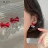 Boucles d'oreilles en perles pour femmes, nœud de l'année, à la mode, vraie beauté, mignonnes, élégantes, San Valentin, copines, bijoux esthétiques, cadeau