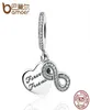 P Style 925 Sterling Silver Forever Friends Clear Cz Heart Bow Knot Pendant Fit Charm Armelets Women Fashion Jewelry Pas3753096462