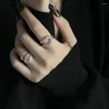 Cluster Ringe 925 Sterling Silber Für Frauen Mädchen Hollowout Einfache Minimalistische Offene Einstellbare Finger Mode Band Weibliche Bijoux