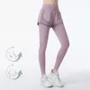 Lu Align Woman LO Fitness hardloopbroek voor outfit Dames Anti-blootstelling Fake Tweedelige set High-wLOst-strakke sportbroeken Lemon Lady Gry Sports Girls