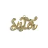 charms 5Pcs Cubic Zirconia Pave Sister Word Charms Gold Plated Letter Pendant For Bracelet Necklace Bangle Jewelry Making