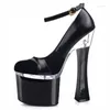 Dance Shoes Summer Women Ankle Strap 18 Cm Round Toe Platform Heels Banquet