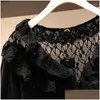 Womens Blouses Shirts Arge Size Bust 153 Spring Loose Embroidery Hollow Lace Shirt Ruffle Lantern Sleeve Top 5Xl 7Xl 9Xl 160Kg Drop De Dh0Qu