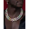 Rainbow Enumel Fluorescence Lumineuse 20 mm Chaîne cubaine Hip Hop Men Collier