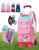 School Bags Cut Cartoon Rolling Backpack For Kids Waterproof Trolley Bag Wheeled Children Wheels Nylon2890795