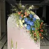 Fleurs décoratives Custom Blue Road Leads Arrangement Rose Artificiel Flower Row Mariage Décor de mariage Backdrop Wall Window Afficher