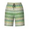 Shorts Masculinos Personalizados Homens Quick Dry Beachwear Boardshorts Bohemian Geometric Swim Trunks Ternos de Banho